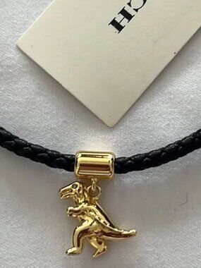 COACH 🦕 LAST ONE! Rexy Dinosaur Leather Friendship Slider Bracelet Black Gold